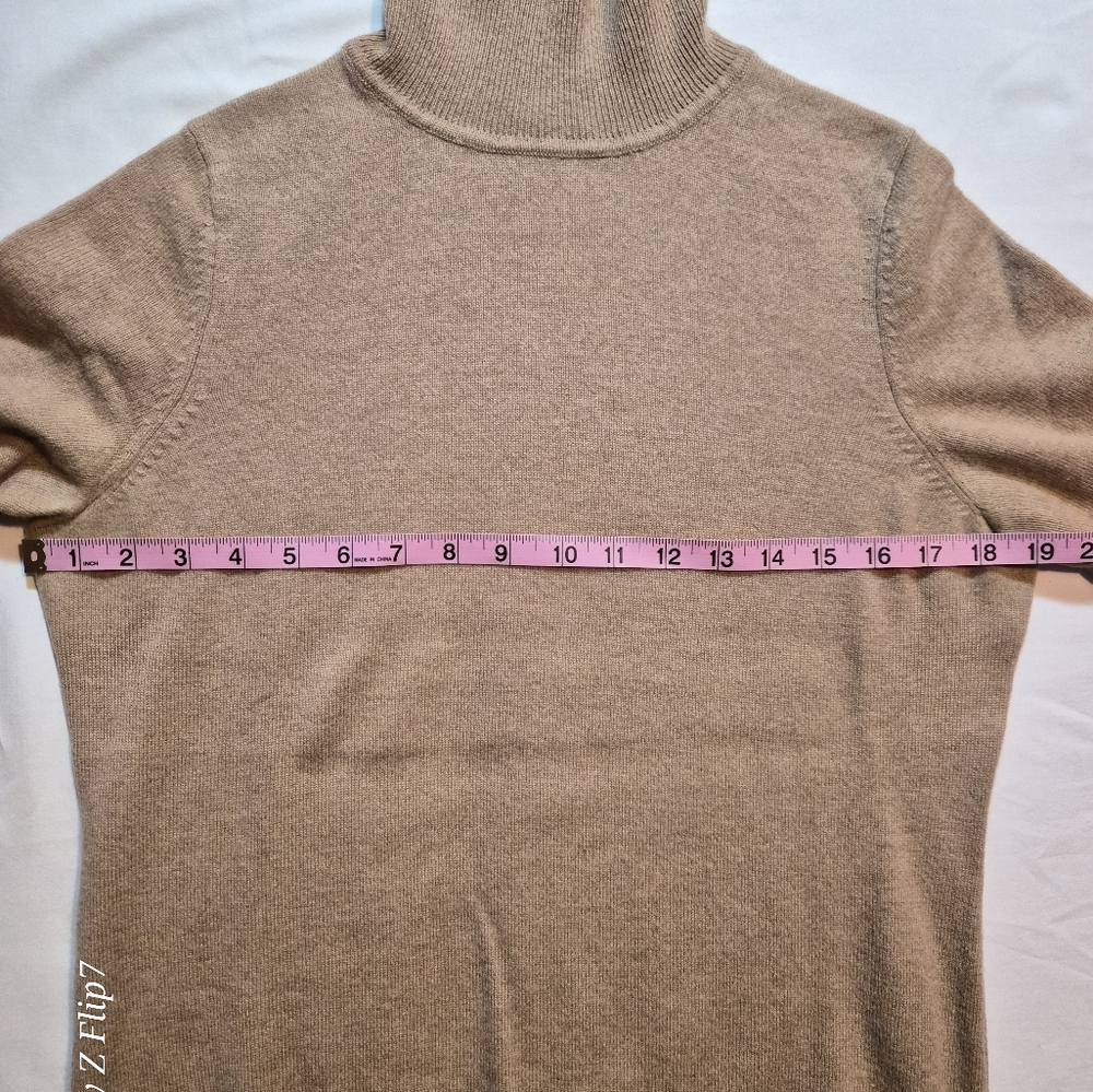 Talbots Petites Pure Cashmere Turtleneck Sweater Tan Beige Size Large Petite LP - Picture 3 of 7